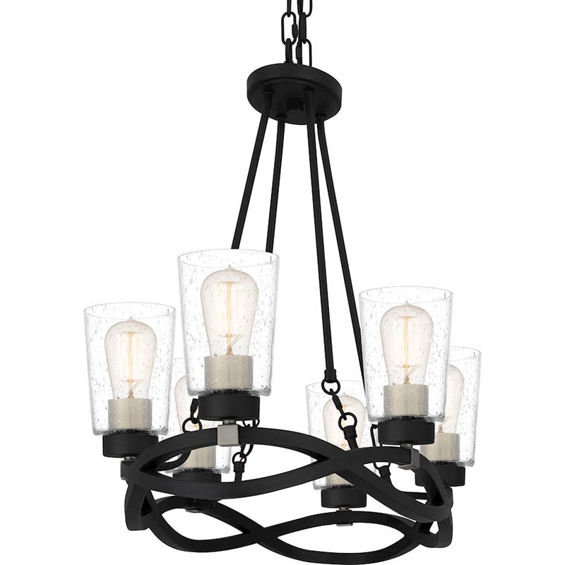 Quoizel Overlook 6 Light Island Light, Earth Black/Clear Seedy