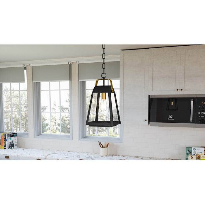 Quoizel O'Leary 1 Light Mini Pendant, Earth Black/Clear