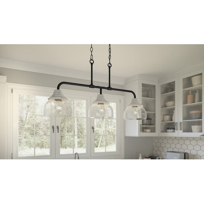 Quoizel Otten 3 Light Island Light, Matte Black/Clear Seedy