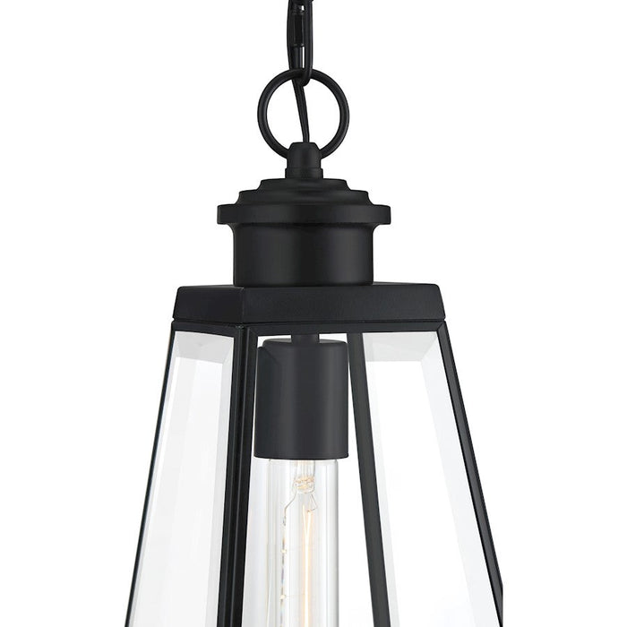 Quoizel Paxton 1 Light Mini Pendant, Matte Black/Clear Beveled