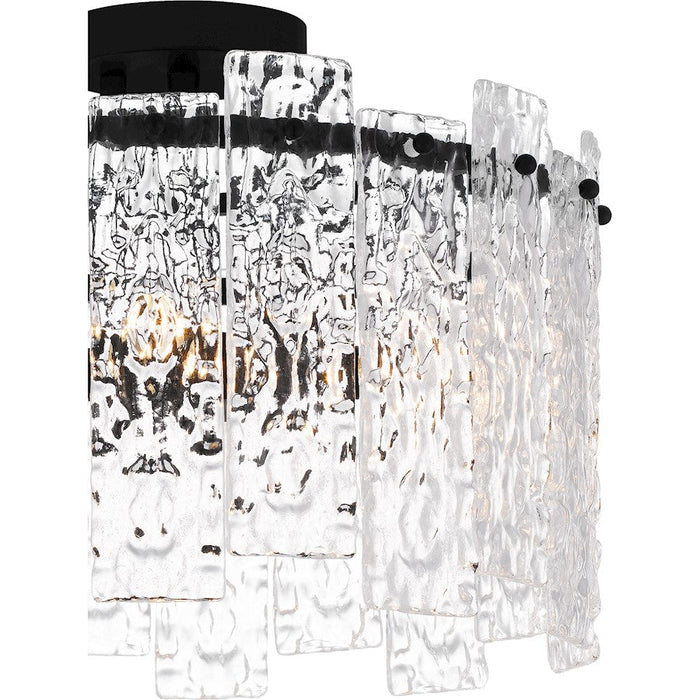 Quoizel Caspian 4 Light Semi-Flush Mount, Black/Clear Textured