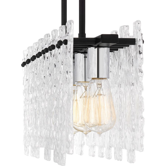 Quoizel Caspian 5 Light Island Light, Matte Black/Clear Textured