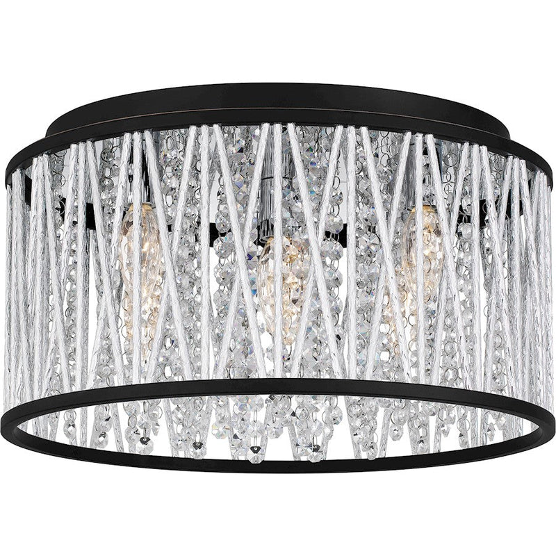 Quoizel Celeste 5 Light Flush Mount, Matte Black/Clear Crystal
