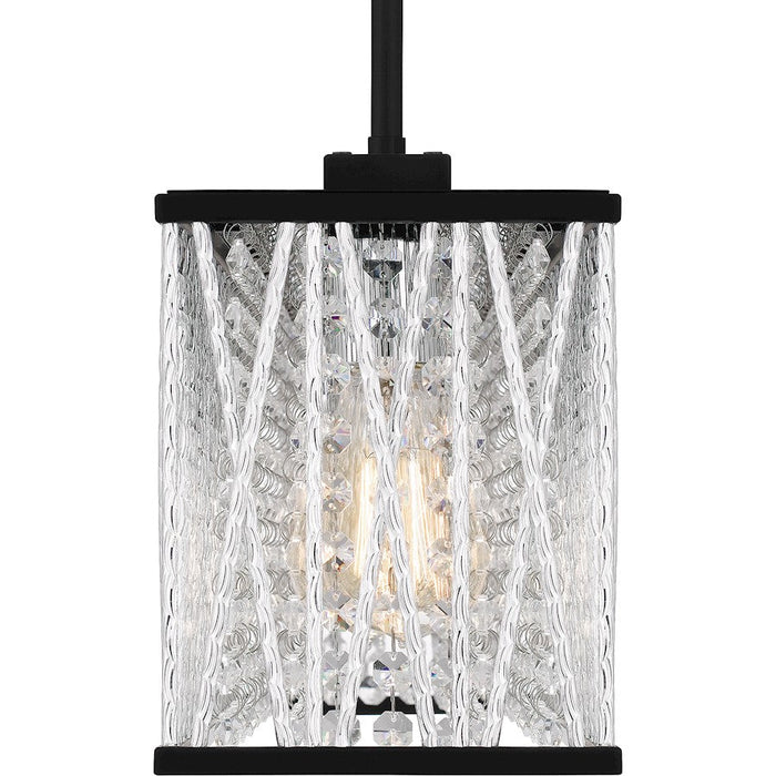 Quoizel Celeste 5 Light Island Light, Matte Black/Clear Crystal