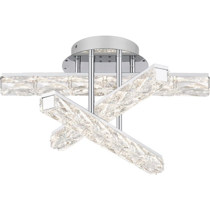 Quoizel Comet Semi-Flush Mount, Polished Chrome/Clear Crystal Glass