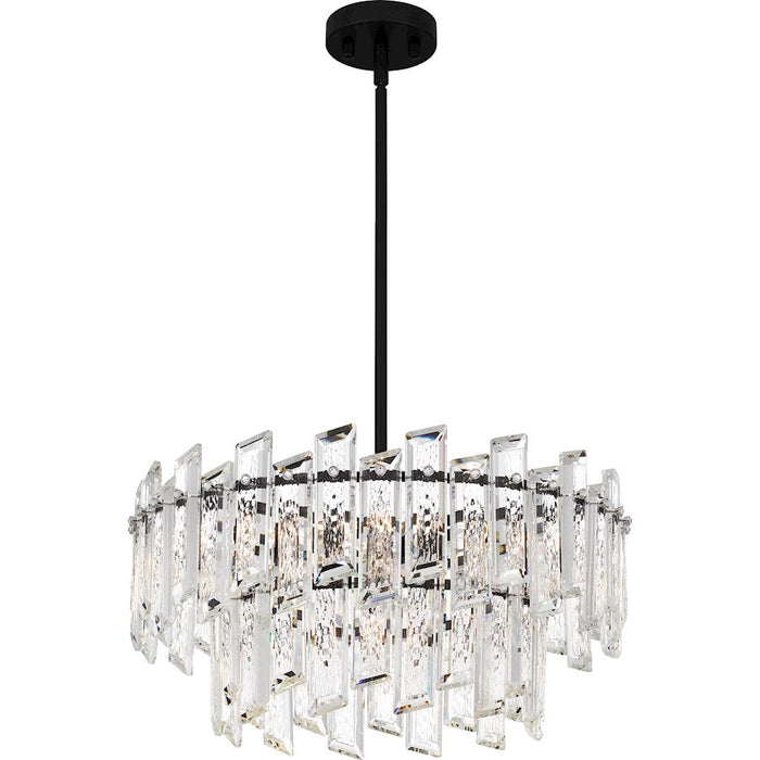 Quoizel Dion 6 Light Pendant, Matte Black/Clear Crystal Glass