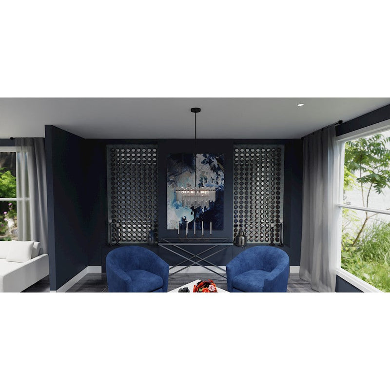 Quoizel Dion 6 Light Pendant, Matte Black/Clear Crystal Glass