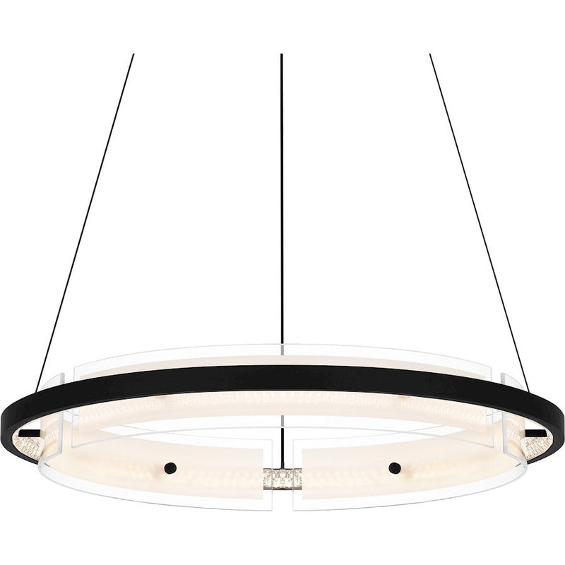 Quoizel Malik Pendant, Matte Black/Clear Glass