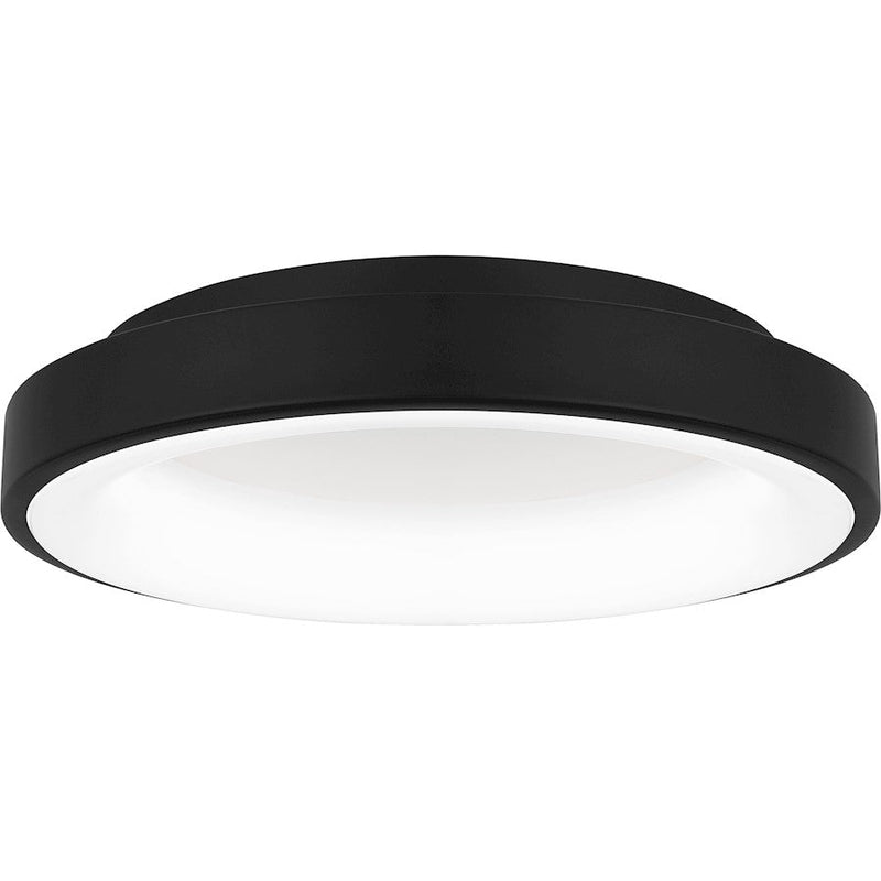 Quoizel Stanton Flush Mount, Matte Black/White Acrylic