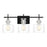 Quoizel Pensbury 3 Light Bath Vanity, Matte Black/Clear