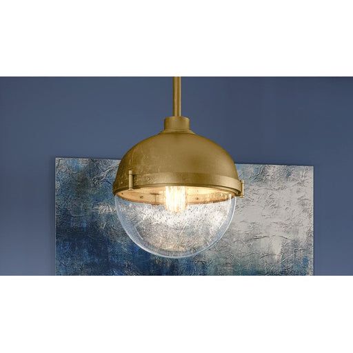 Quoizel Perrine 1 Light Mini Pendant, Weathered Brass/Clear Seeded - PIN1512WS