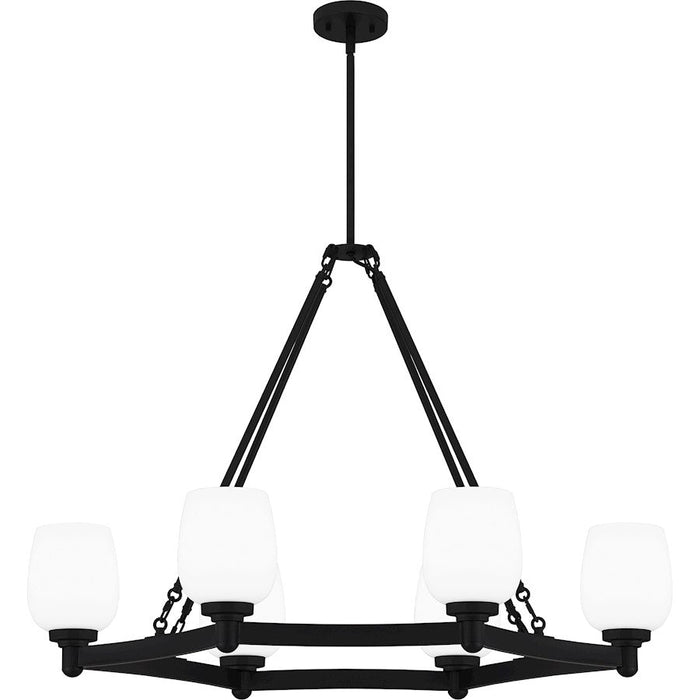 Quoizel Penning 6 Light Island Light, Matte Black/Opal Etched Glass - PNG638MBK
