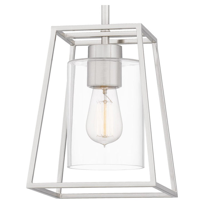 Quoizel Prescott 1 Light Mini Pendant, Brushed Nickel/Clear