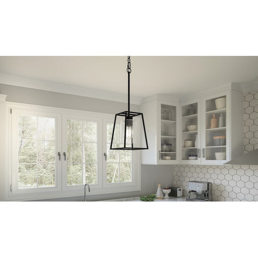 Quoizel Prescott 1 Light Mini Pendant, Matte Black/Clear - PRC1508MBK