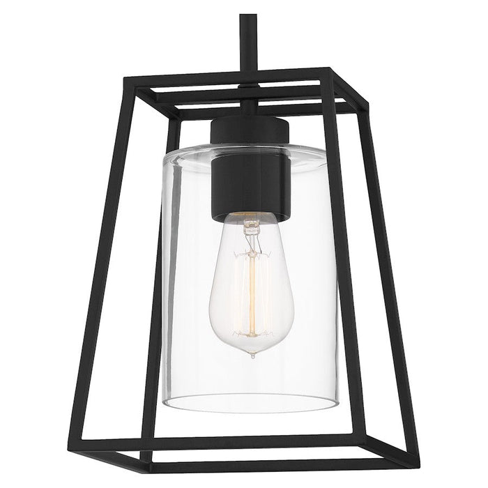 Quoizel Prescott 1 Light Mini Pendant, Matte Black/Clear