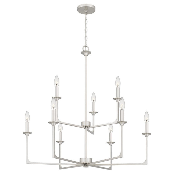 Quoizel Prescott 9 Light Chandelier, Brushed Nickel - PRC5232BN