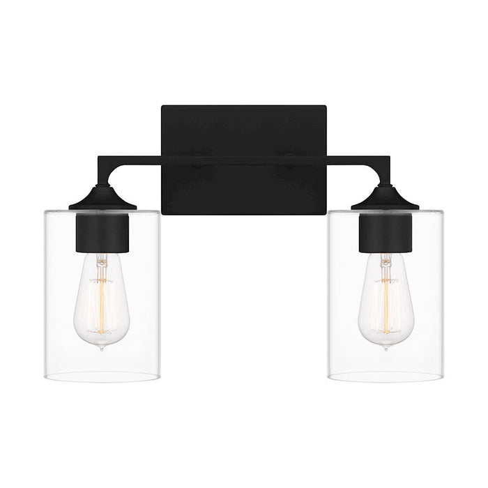 Quoizel Prescott 2 Light Bath Light, Matte Black/Clear - PRC8616MBK