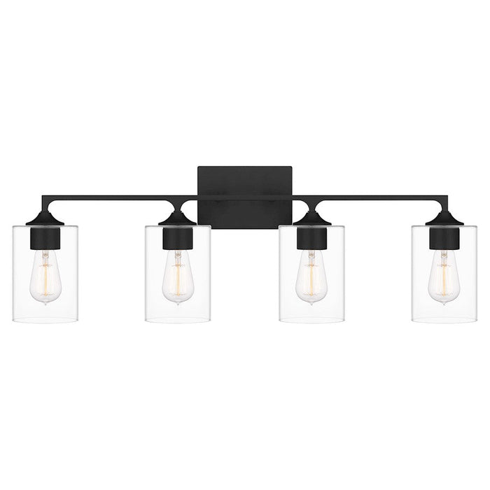 Quoizel Prescott 4 Light Bath Light, Matte Black/Clear - PRC8633MBK