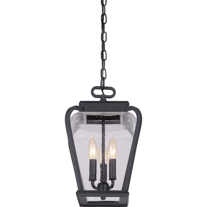 Quoizel Province 3 Light Mini Pendant, Mystic Black/Clear Seeded