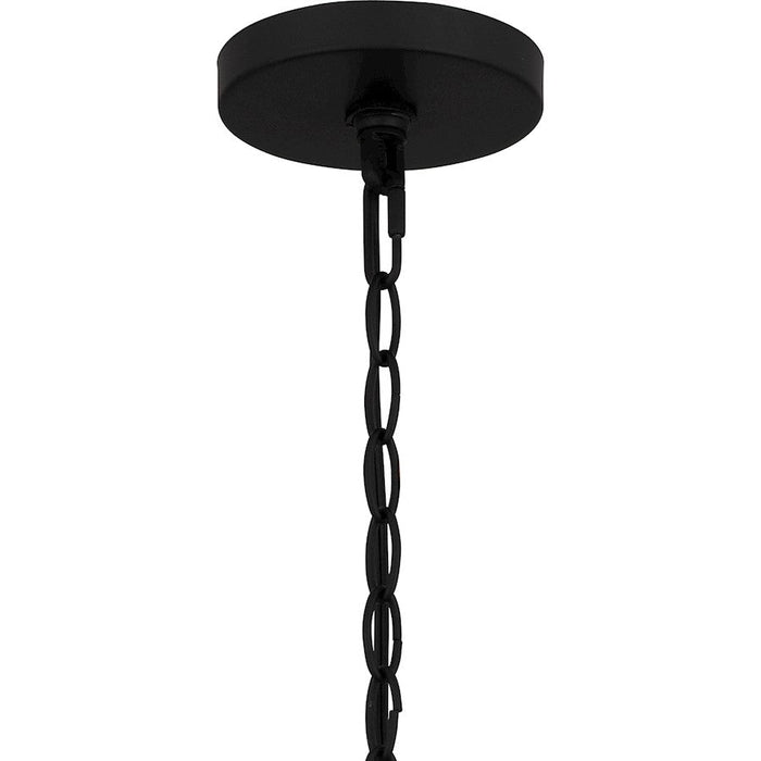 Quoizel Priya 3 Light Pendant, Matte Black/Rattan Caning