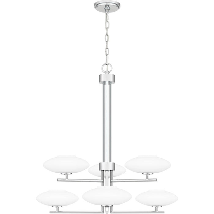 Quoizel Chenal 6 Light Chandelier, Polished Chrome/Opal Etched - QCH5577C