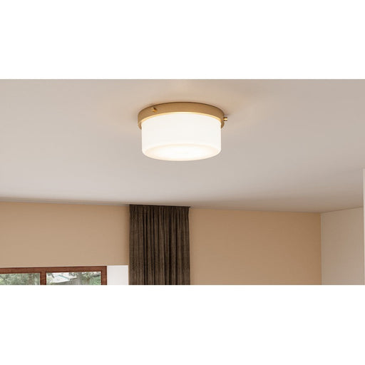 Quoizel Levine 2 Light Flush Mount, Aged Brass/Alabaster - QFL5590AB