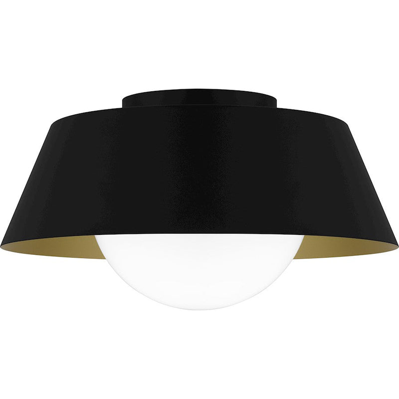 Quoizel Damascus 1 Light Flush Mount, Matte Black/Opal /Clear