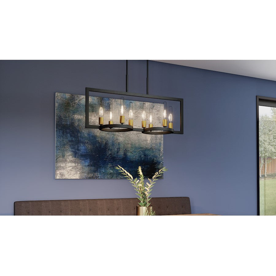 Quoizel Telfair 8 Light Island Light, Matte Black - QLC5631MBK