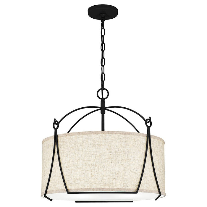 Quoizel Adeline 4 Light Pendant, Earth Black/Ivory Fabric Shade