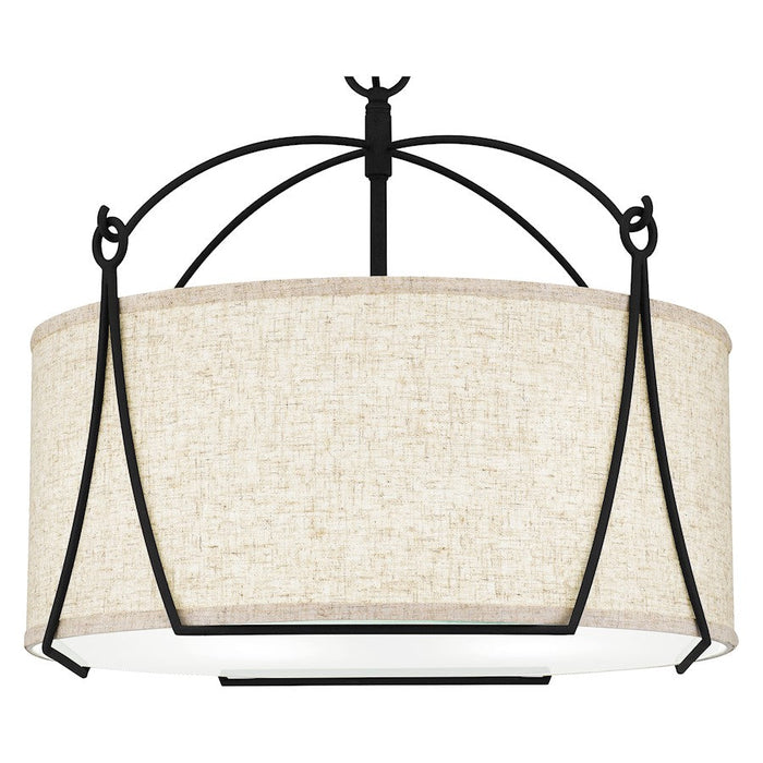 Quoizel Adeline 4 Light Pendant, Earth Black/Ivory Fabric Shade