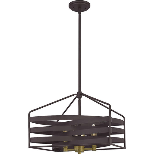 Quoizel Escher 4 Light Pendant, Old Bronze/Metal Shade - QP5186OZ