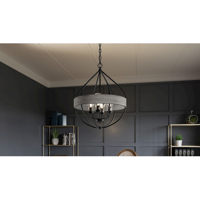 Quoizel Tansy 4 Light Pendant, Matte Black/Clear