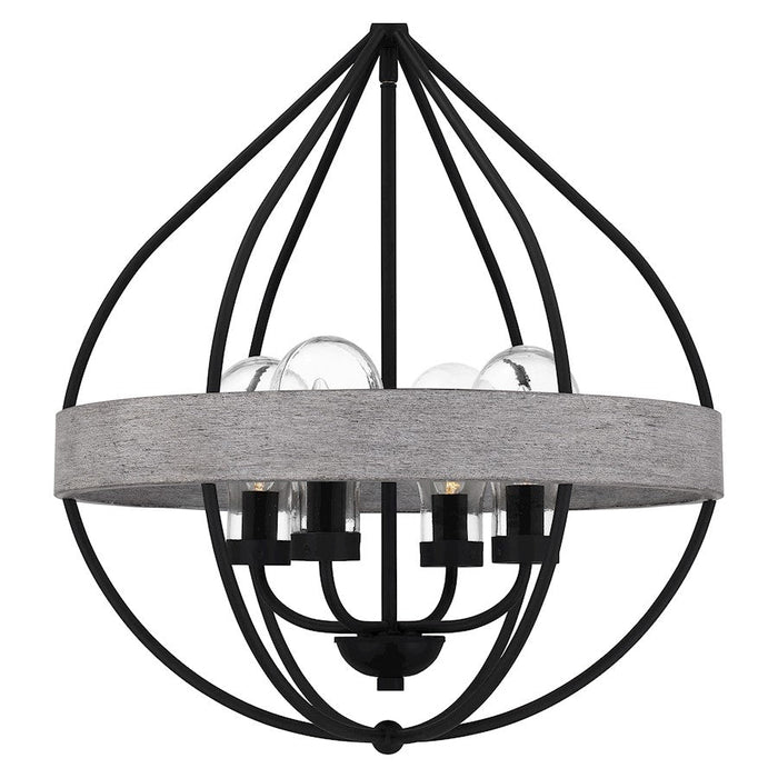 Quoizel Tansy 4 Light Pendant, Matte Black/Clear