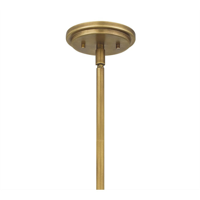 Quoizel York 4 Light Pendant, Weathered Brass/Light Beige