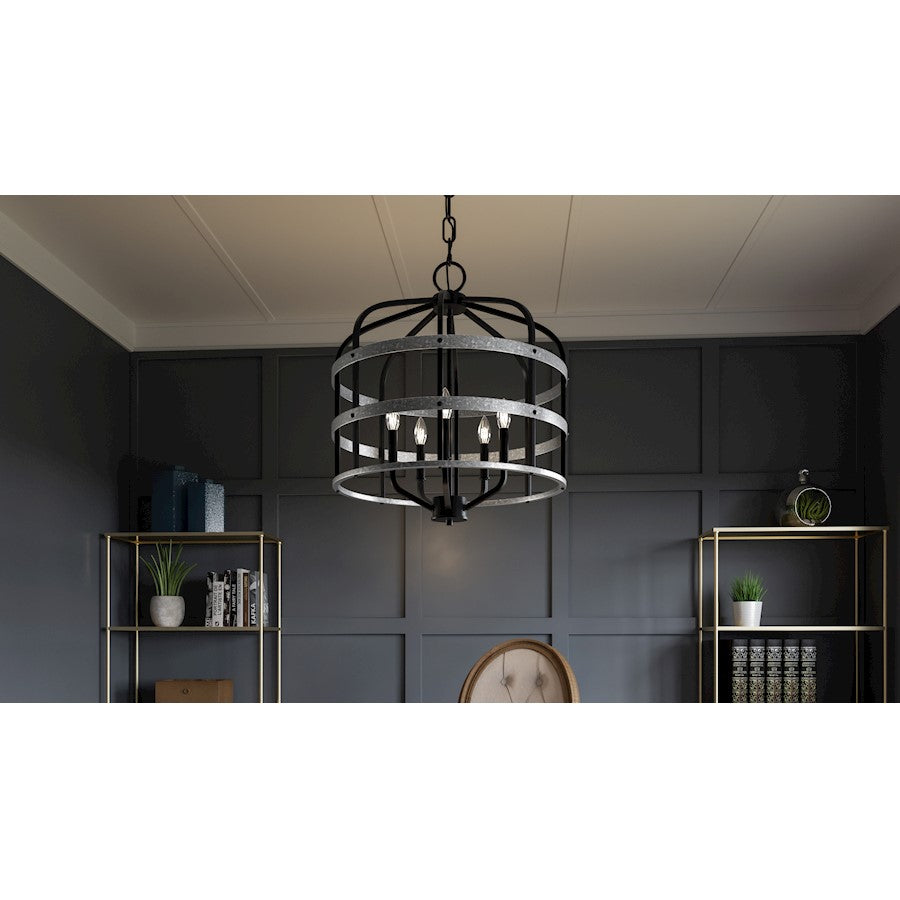 Quoizel Avignon 5 Light Pendant, Matte Black - QP5346MBK