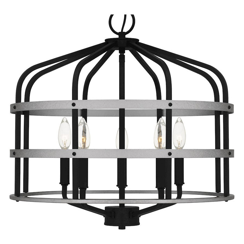 Quoizel Avignon 5 Light Pendant, Matte Black
