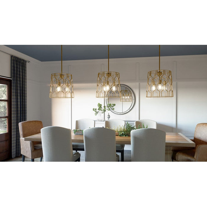 Quoizel Rellie 3 Light Pendant, Aged Brass