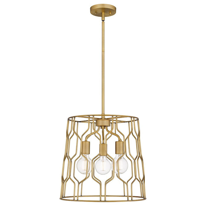 Quoizel Rellie 3 Light Pendant, Aged Brass