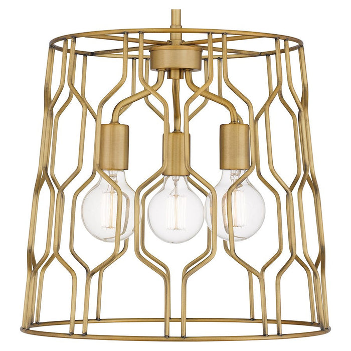 Quoizel Rellie 3 Light Pendant, Aged Brass