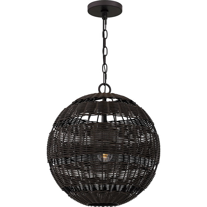 Quoizel Lindendale 1 Light Pendant, Western Bronze/Rattan/Clear - QP5571WT