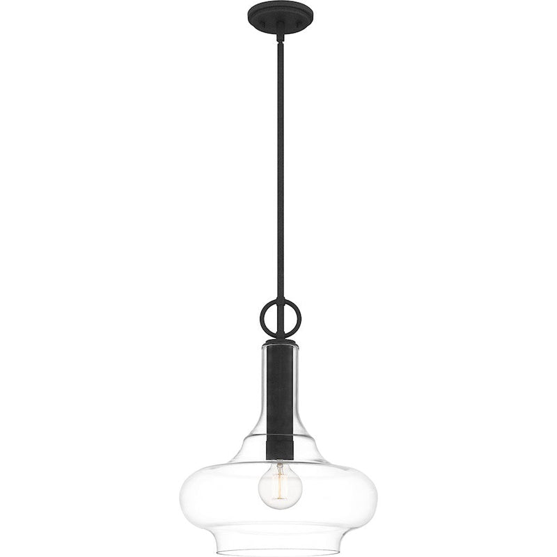 Quoizel Beachmont 1 Light Pendant, Mottled Black/Clear