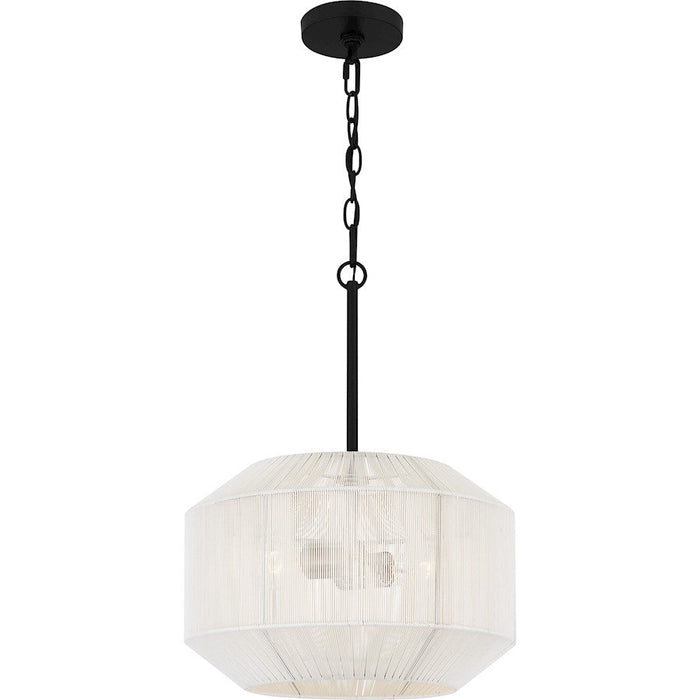 Quoizel Newfoundland 2 Light Pendant, Matte Black/Rope