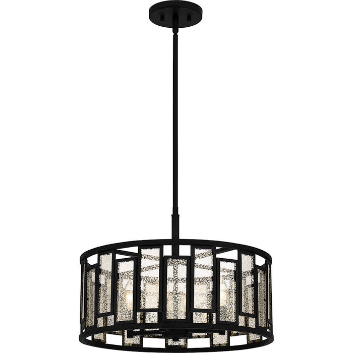 Quoizel Bankston 4 Light Pendant, Matte Black/Mercury