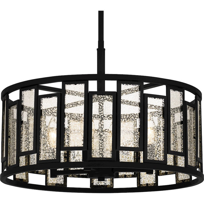 Quoizel Bankston 4 Light Pendant, Matte Black/Mercury