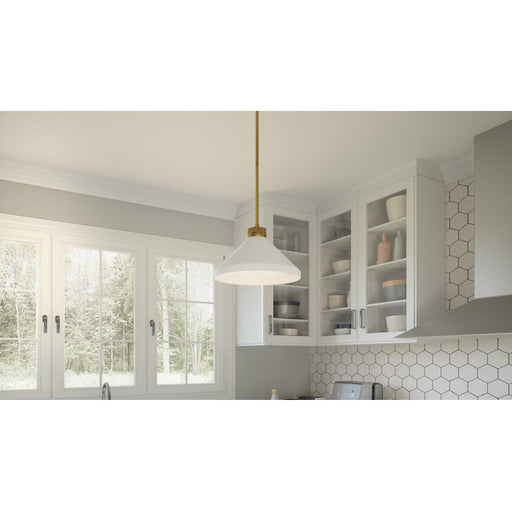 Quoizel Ira 1 Light Pendant, Weathered Brass/Opal