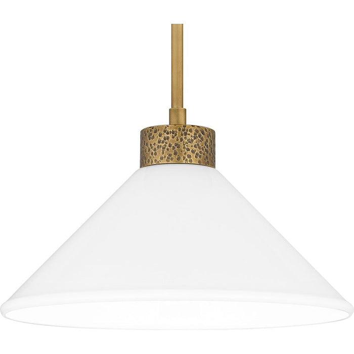 Quoizel Ira 1 Light Pendant, Weathered Brass/Opal