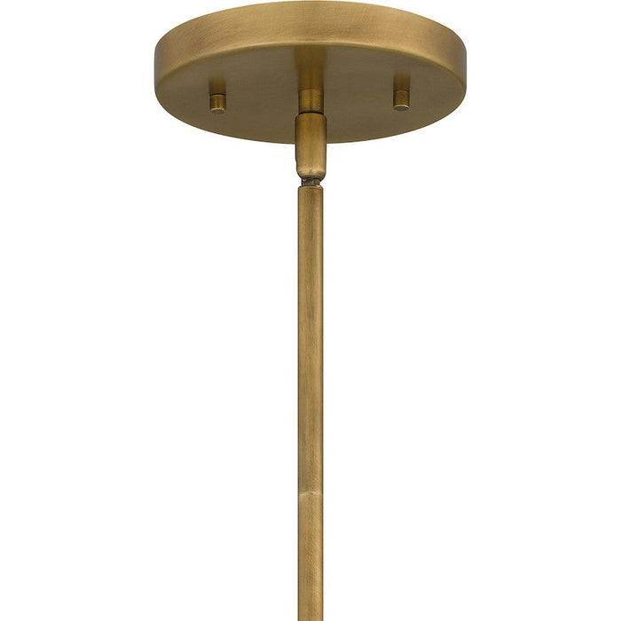 Quoizel Ira 1 Light Pendant, Weathered Brass/Opal