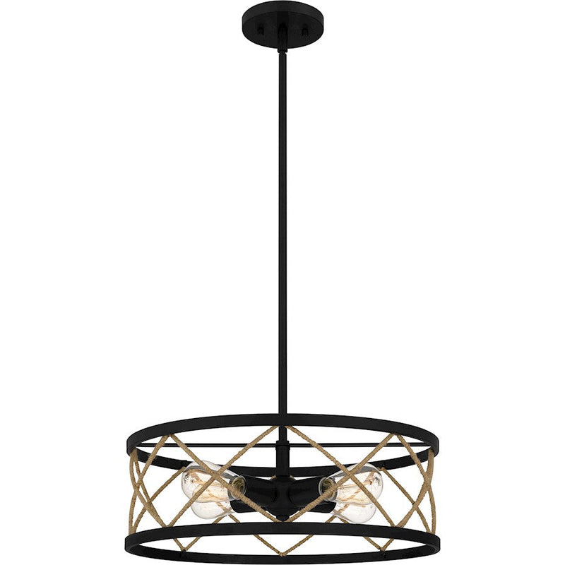 Quoizel Cedar Park 4 Light Pendant, Matte Black