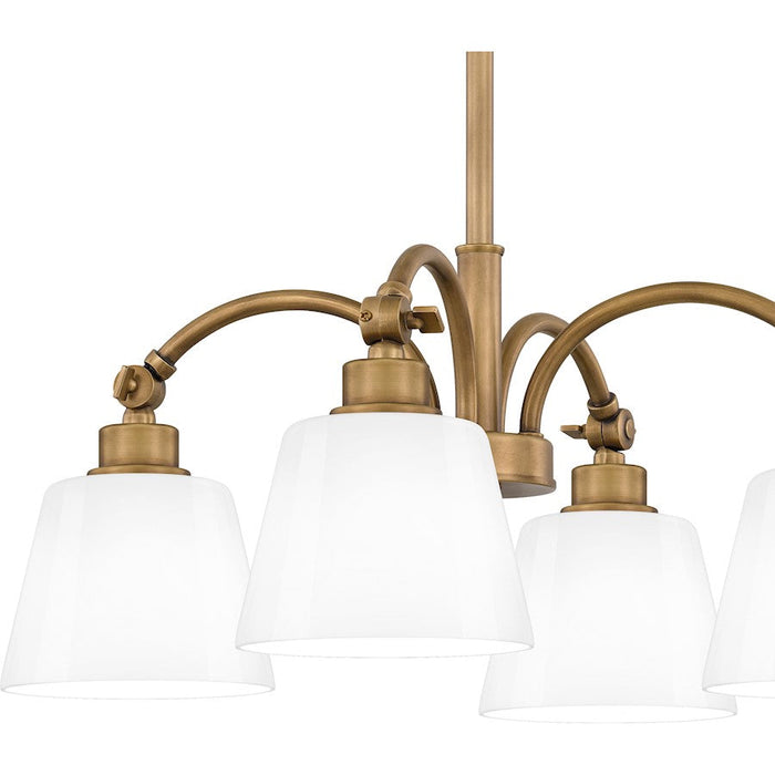 Quoizel Iota 4 Light Pendant, Weathered Brass/Opal Glass