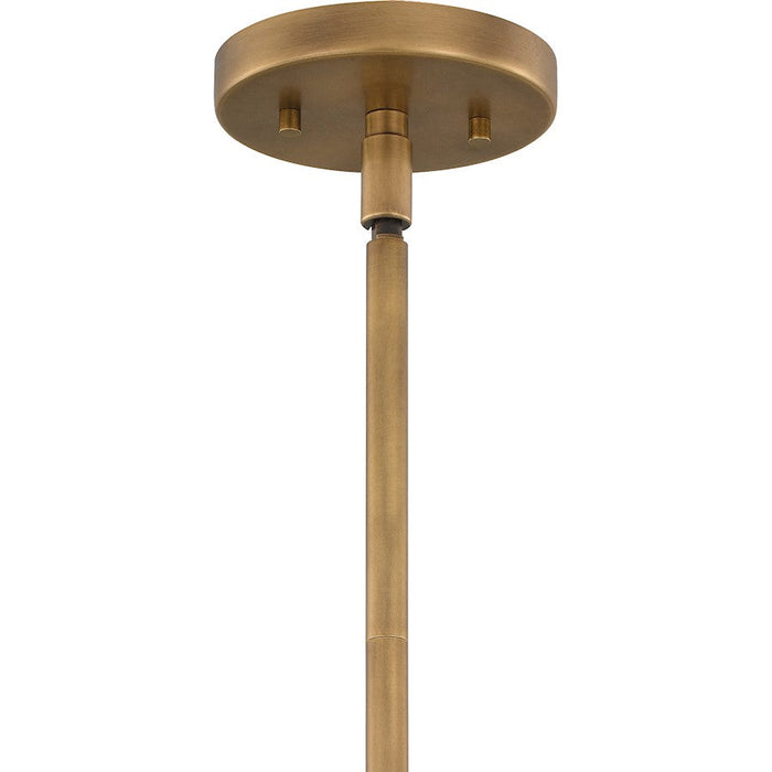 Quoizel Iota 4 Light Pendant, Weathered Brass/Opal Glass